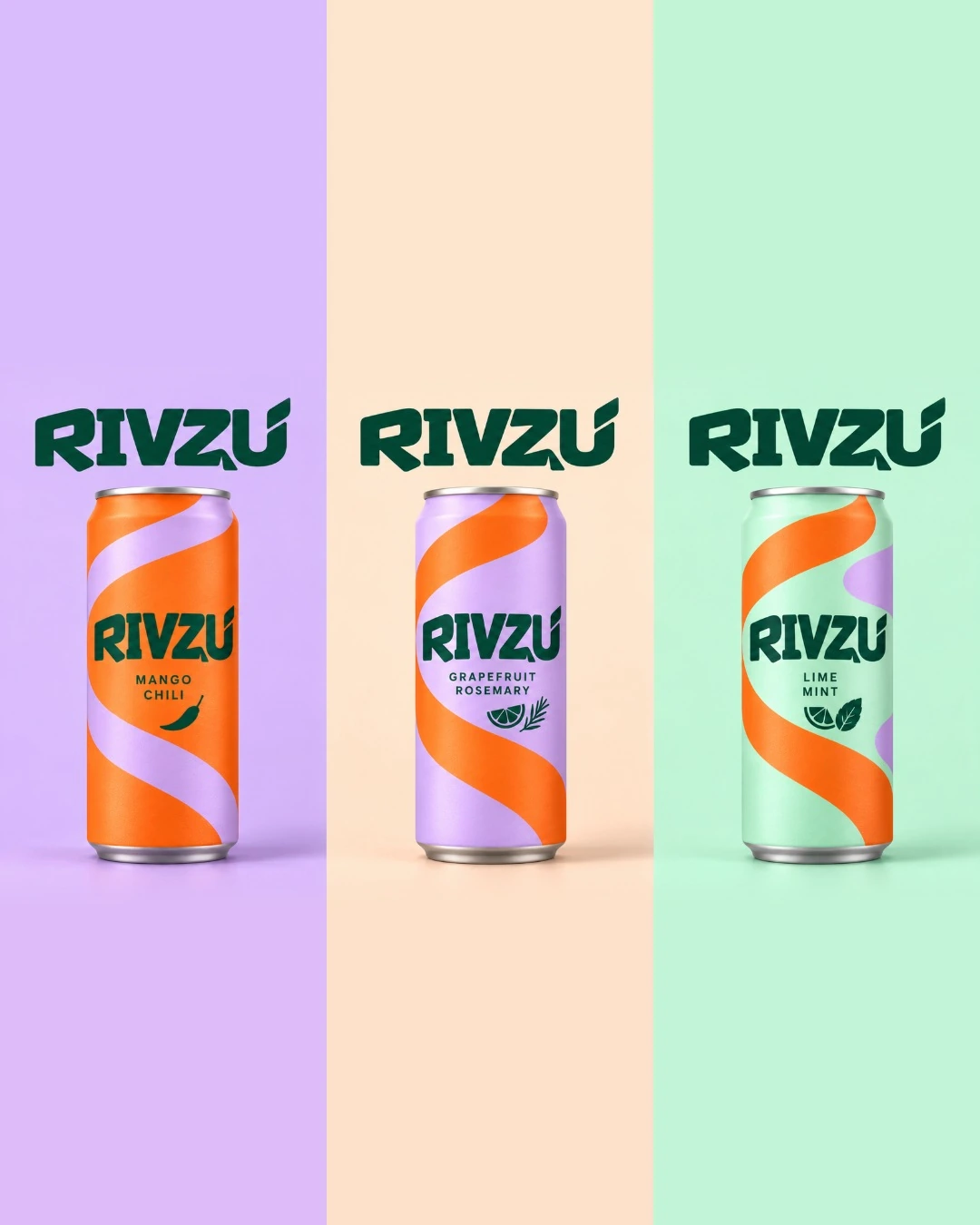RIVZU | מיתוג — לוגו, פחיות ושפה ויזואלית | מיתוג בעיצוב AVEXA STUDIO